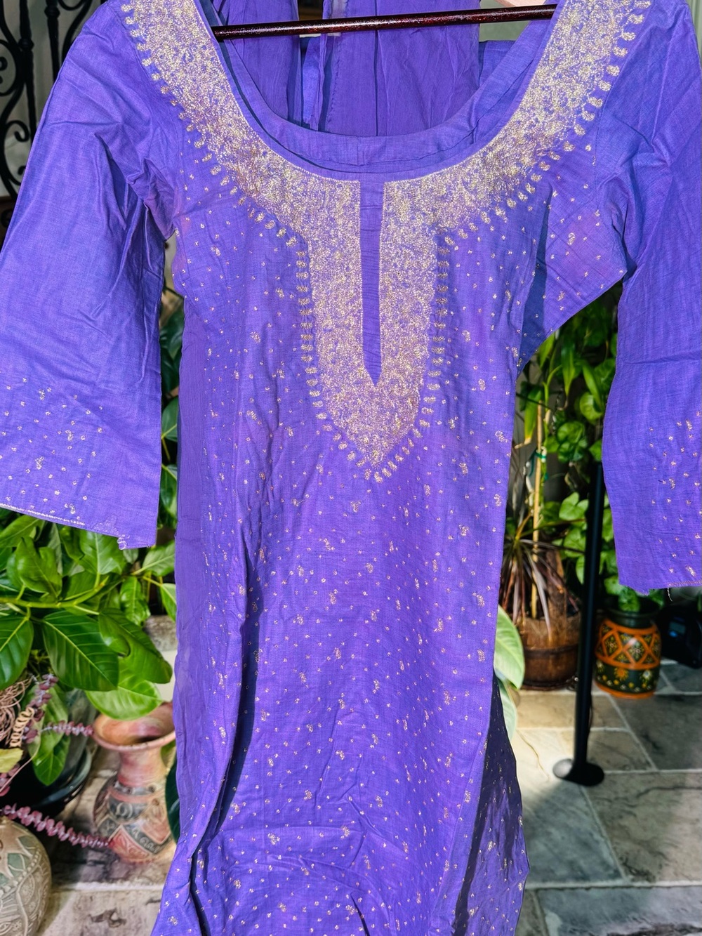 Purple Embroidered Women's Tunic Kurta salwaar and dupatta SM